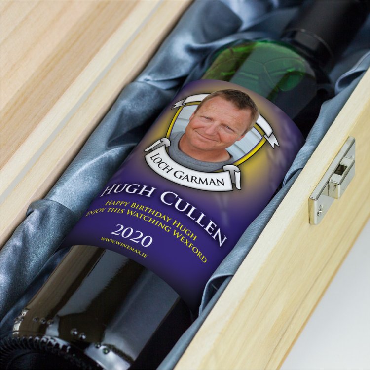 Modal Additional Images for Wexford GAA Fan Birthday Present Personalised Wine Gifts