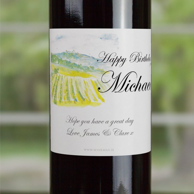(image for) Watercolour Personalised Gift Labelled Wine - Click Image to Close