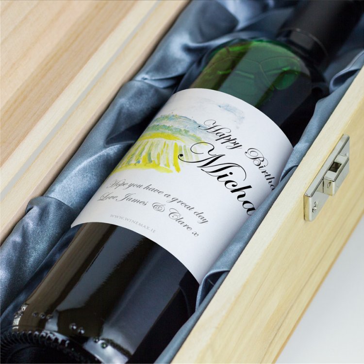 Modal Additional Images for Watercolour Personalised Gift Labelled Wine
