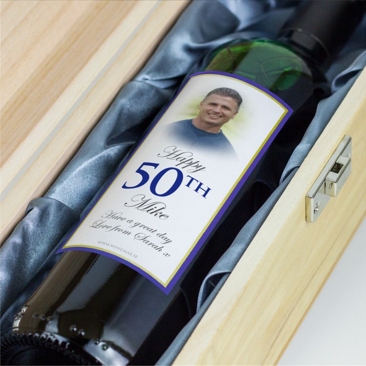 (image for) Electric Blue Personalised Gift Labelled Wine - Click Image to Close