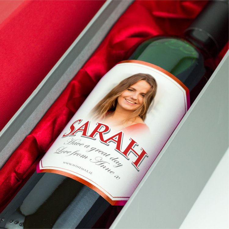 (image for) Red Bevel Personalised Gift Labelled Wine - Click Image to Close