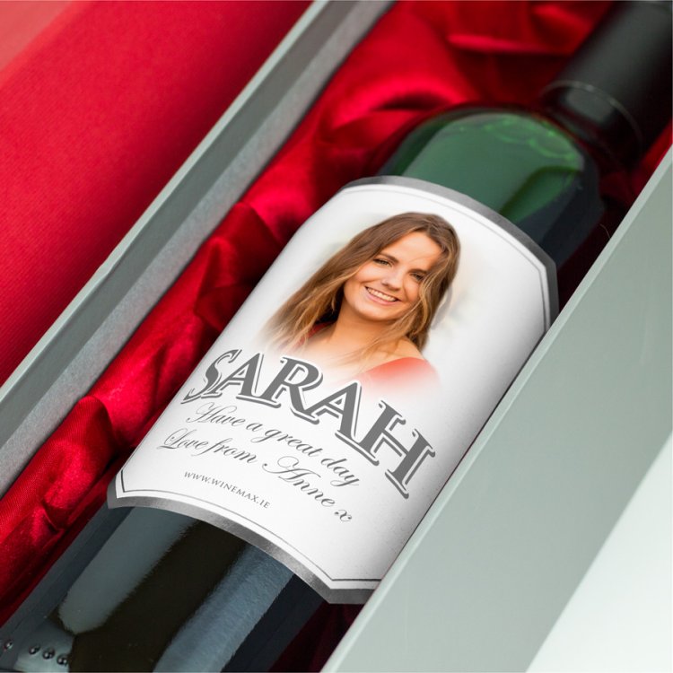 (image for) Silver Bevel Personalised Gift Labelled Wine - Click Image to Close