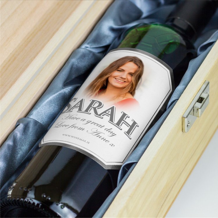Modal Additional Images for Silver Bevel Personalised Gift Labelled Wine