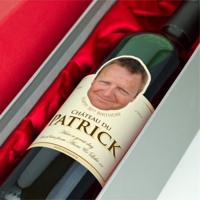 (image for) Funny Birthday Gift BIG FACE Personalised Wine