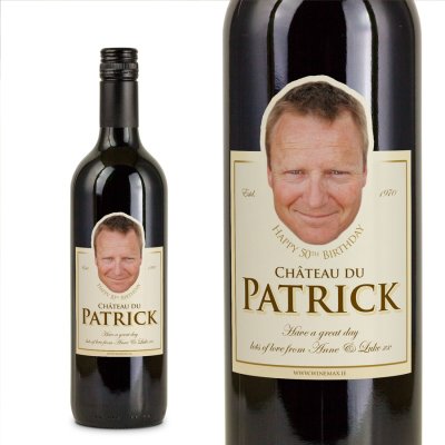 (image for) 50th Birthday Gift BIG FACE Personalised Wine
