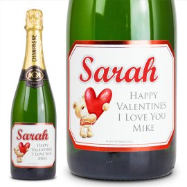 (image for) Personalised Valentines Red Love Bear Champagne Gift