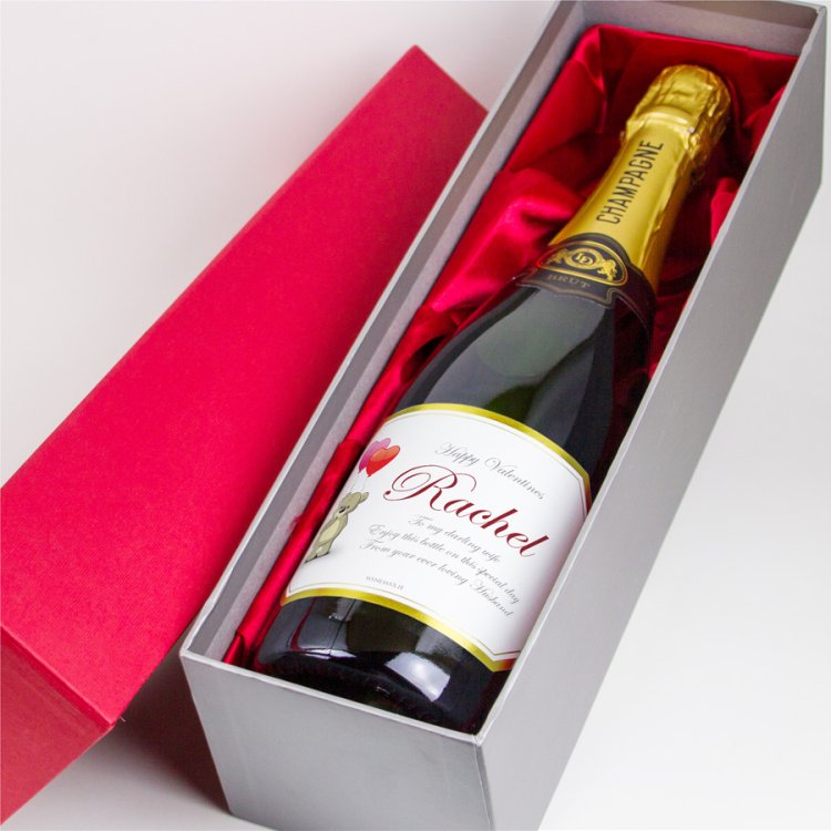 (image for) Personalised Valentines Love Bear Champagne Gift - Click Image to Close