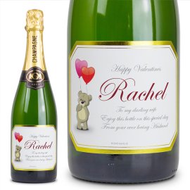 (image for) Personalised Valentines Love Bear Champagne Gift
