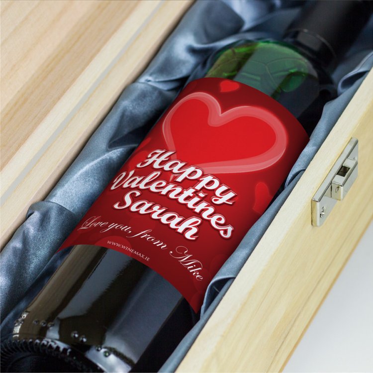 Modal Additional Images for Red Burst Unique Personalised Valentines Wine Gift