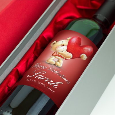 (image for) Valentines Love Bear Personalised Wine Gift