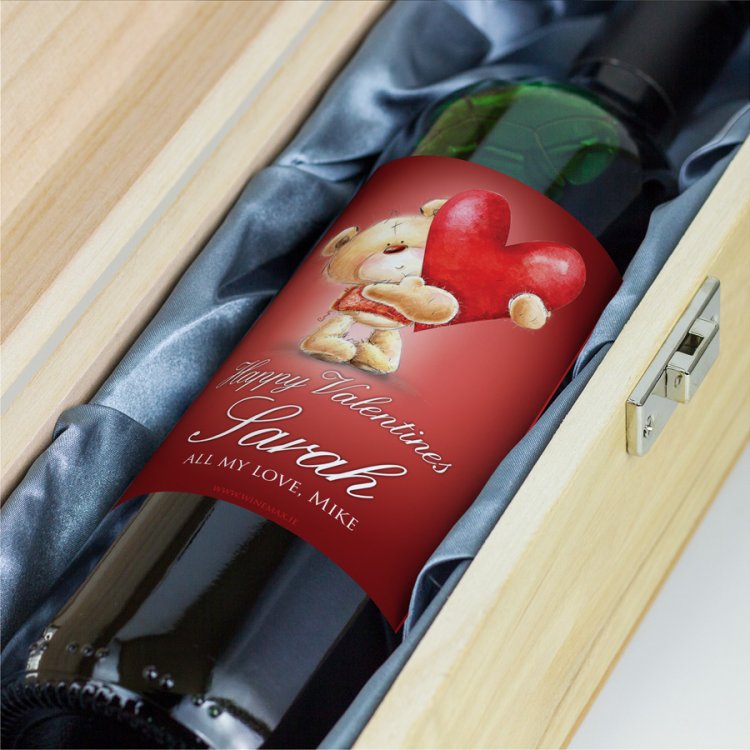 Modal Additional Images for Valentines Love Bear Personalised Wine Gift