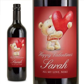 (image for) Valentines Love Bear Personalised Wine Gift