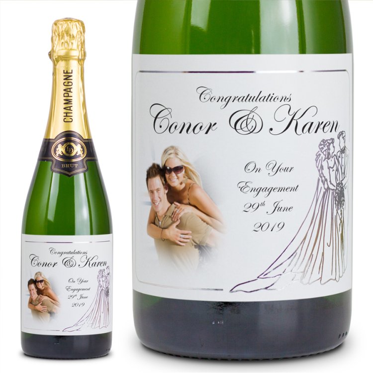 (image for) 1st Anniversary Personalised Gift Champagne - Paper Anniversary - Click Image to Close