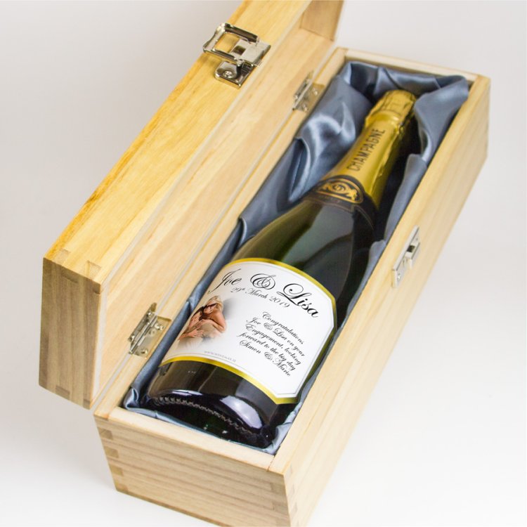 (image for) 5th Wedding Anniversary Gold Bevel Personalised Champagne Gift - Click Image to Close