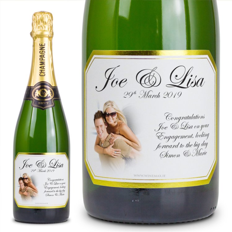 (image for) 2nd Wedding Anniversary Gold Bevel Personalised Champagne Gift - Click Image to Close