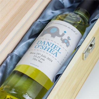 (image for) Personalised Wine Gift New Born Baby Boy