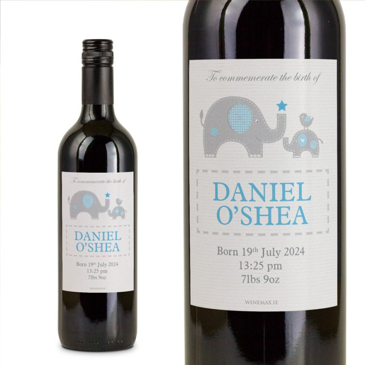 (image for) Personalised Wine Gift New Born Baby Boy - Click Image to Close