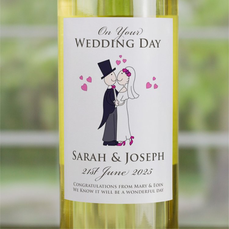 (image for) Wedding Gift Message Bottle Personalised Wine - Click Image to Close