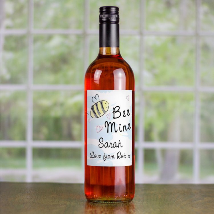 (image for) Bee Mine Valentines Day Personalised Wine - Click Image to Close