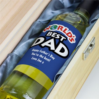 (image for) Worlds Best Dad Father's Day Personalised Wine Gift