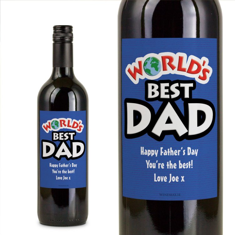Modal Additional Images for Worlds Best Dad Father's Day Personalised Wine Gift