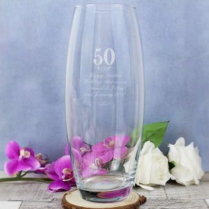 50th Birthday Gift Vase that can be personalised with any message