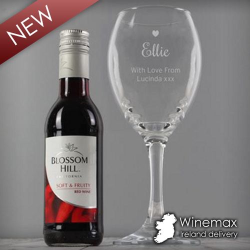 Personalised Glass & Mini Wine Gift Set