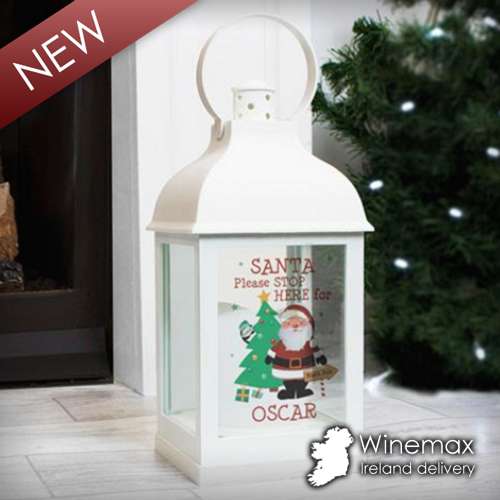 Santa white lantern with personalised name