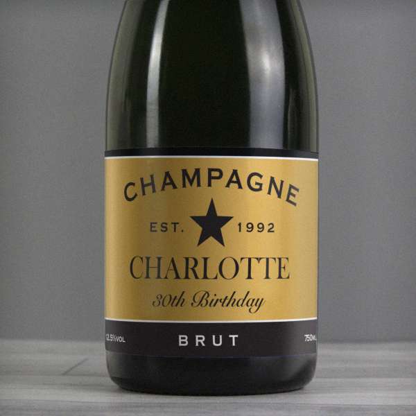 Modal Additional Images for Personalised Black and Gold Label Bottle of Champagne