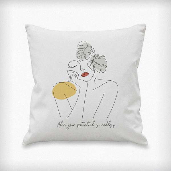 (image for) Personalised Fleur Fine Line Cushion - Click Image to Close