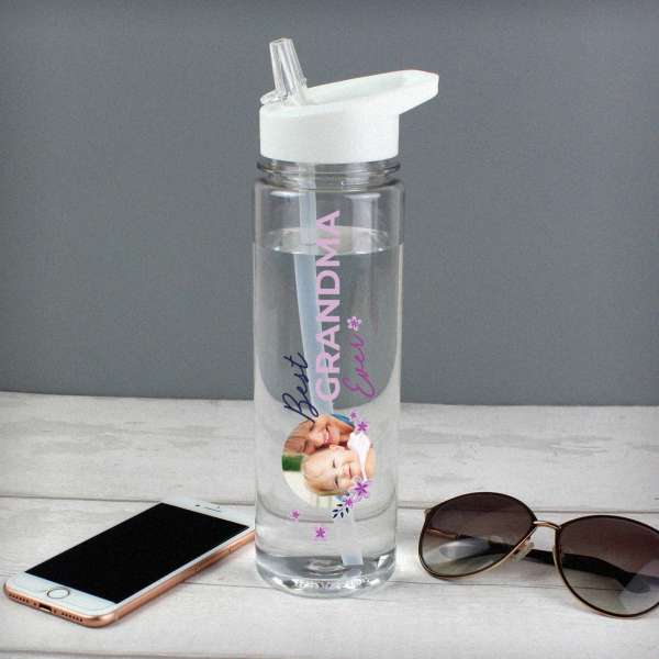 (image for) Personalised Floral Best Ever Photo Upload Water Bottle