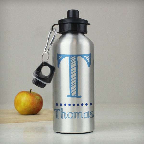 (image for) Personalised Blue Name Silver Drinks Bottle