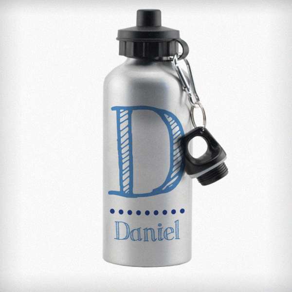 (image for) Personalised Blue Name Silver Drinks Bottle - Click Image to Close