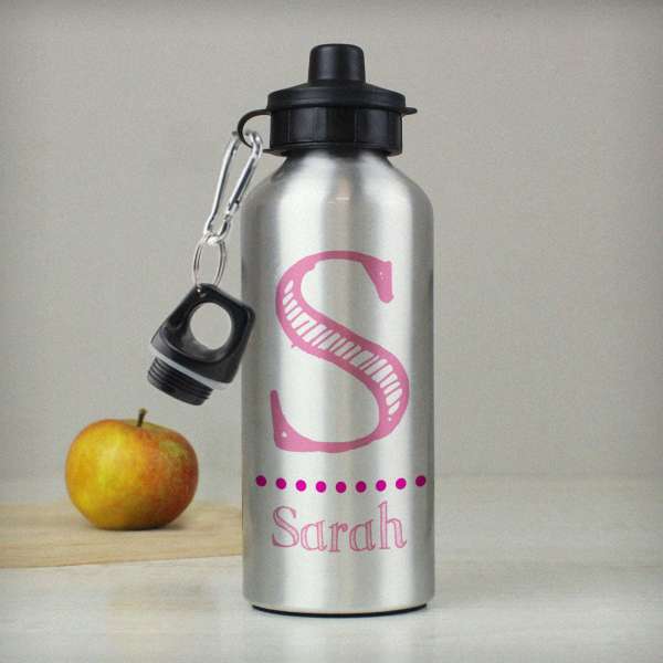 (image for) Personalised Pink Name Silver Drinks Bottle - Click Image to Close