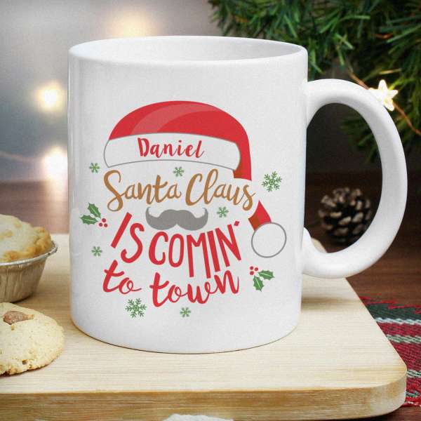 (image for) Personalised Santa Claus Is Comin To Town Mug - Click Image to Close