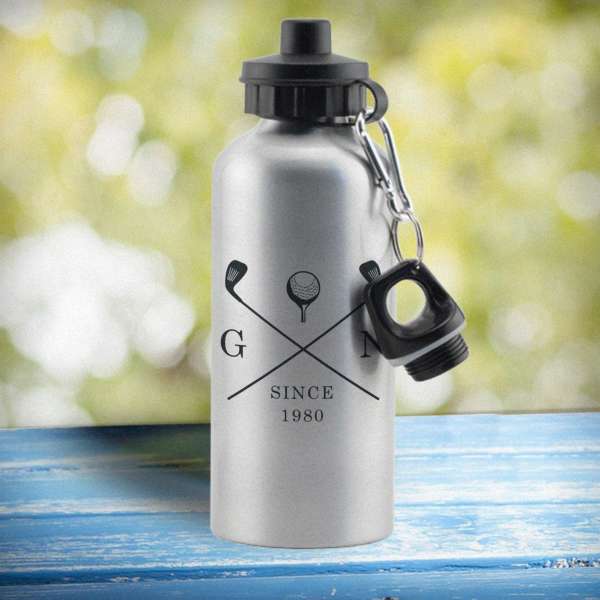 (image for) Personalised Golf Clubs Silver Drinks Bottle - Click Image to Close