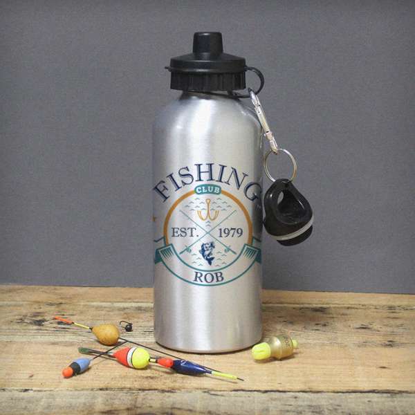 (image for) Personalised Fishing Club Silver Drinks Bottle - Click Image to Close