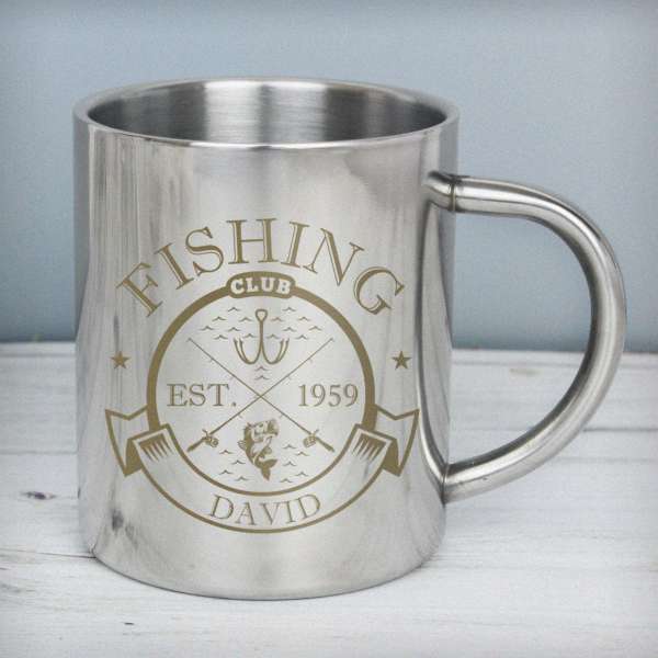 (image for) Personalised Fishing Club Stainless Steel Mug - Click Image to Close
