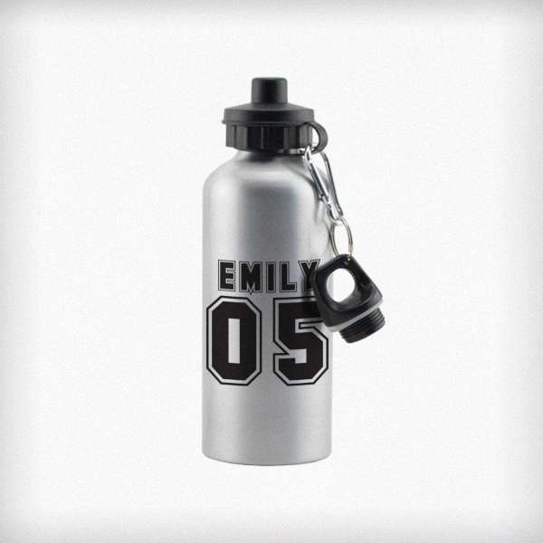 (image for) Personalised Sports Number Silver Drinks Bottle - Click Image to Close