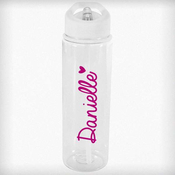 (image for) Personalised Pink Heart Name Only Water Bottle - Click Image to Close