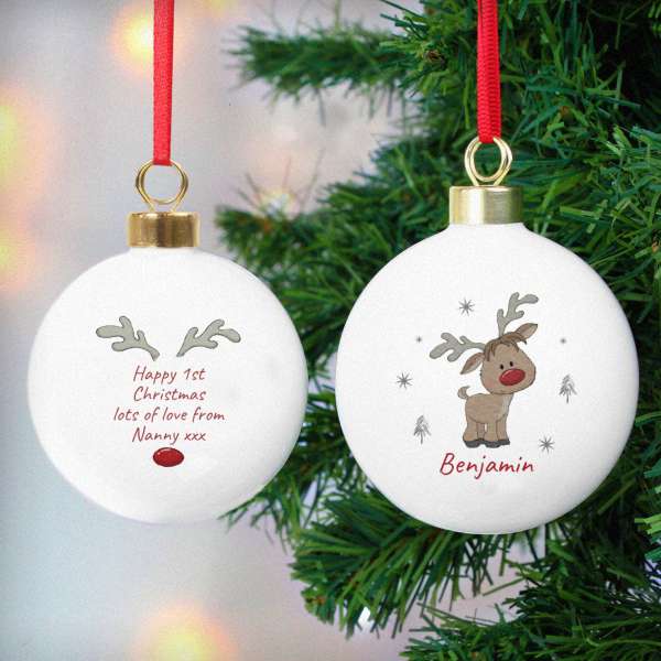 (image for) Personalised Little Reindeer Bauble - Click Image to Close