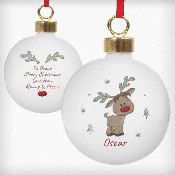 Modal Additional Images for Personalised Little Reindeer Bauble