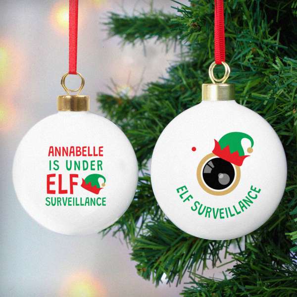 (image for) Personalised Elf Surveillance Bauble - Click Image to Close