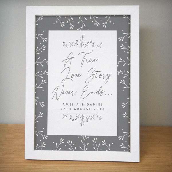 (image for) Personalised True Love Story A4 White Framed Print - Click Image to Close