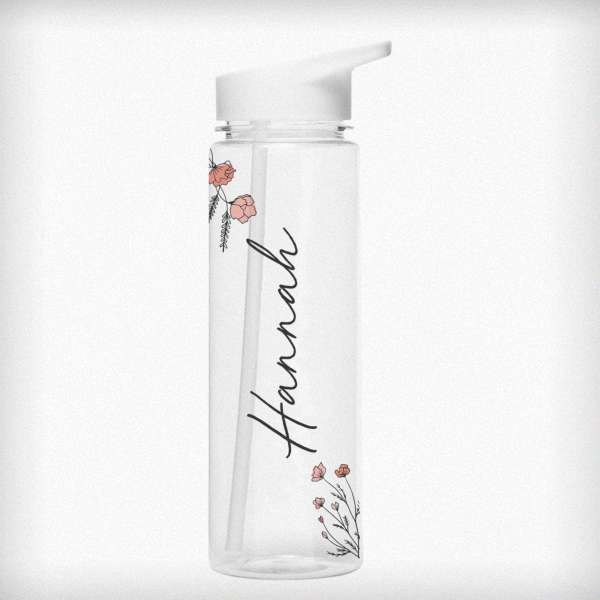(image for) Personalised Floral Name Only Water Bottle - Click Image to Close