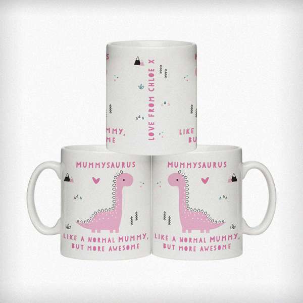 Modal Additional Images for Personalised More Awesome Pink Dinosaur Mug