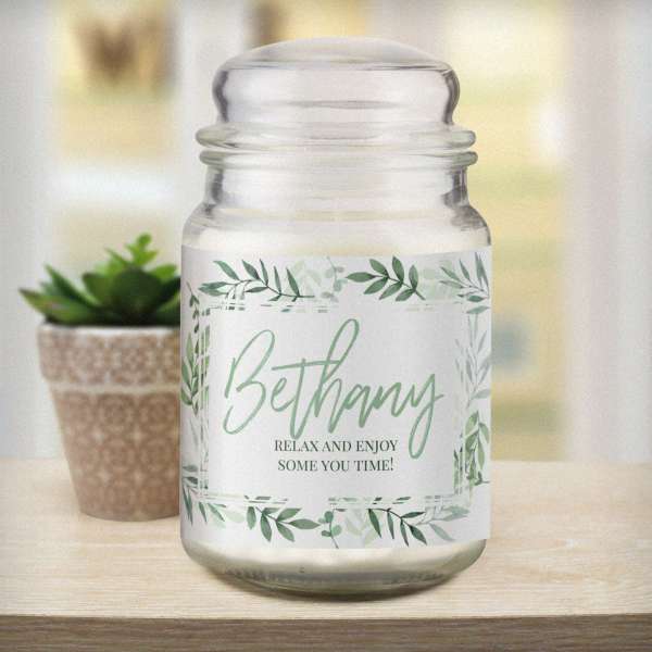 (image for) Personalised Botanical Large Scented Jar Candle - Click Image to Close