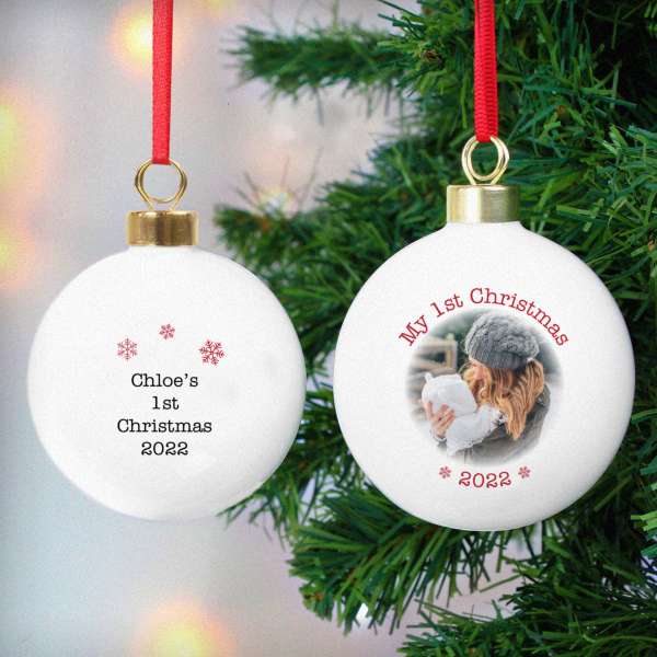 (image for) Personalised 1st Christmas Photo Upload Bauble