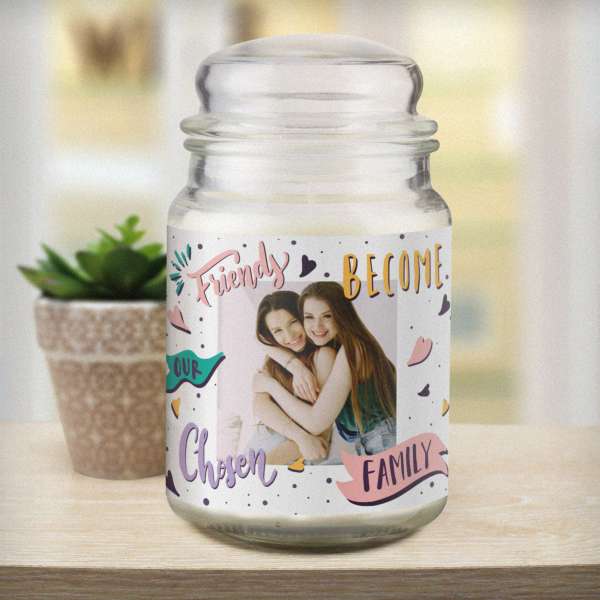 (image for) Personalised Chosen Family Photo Upload Large Scented Jar Candle - Click Image to Close