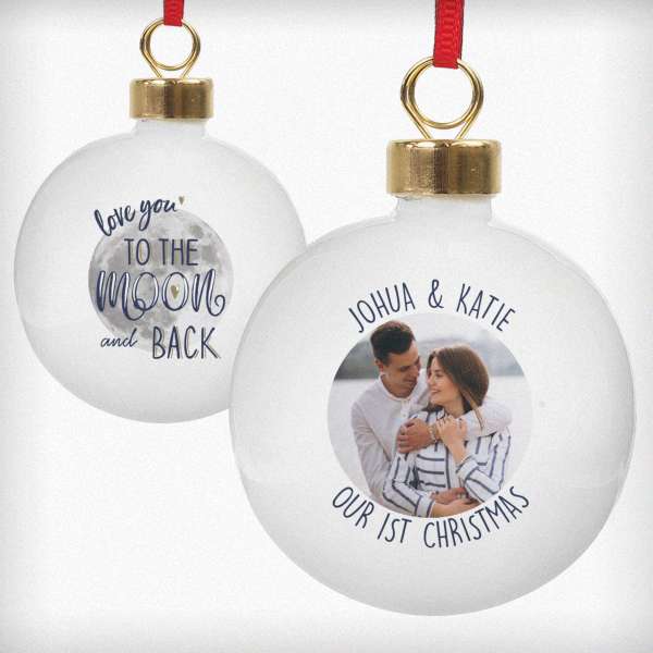 Modal Additional Images for Personalised Moon & Back Photo Upload Bauble